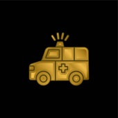 Ambulance pozlacená kovová ikona nebo vektor loga