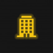 Nagy épület sárga izzó neon ikon