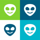 Alien Flat čtyři barvy minimální ikona nastavena