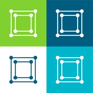 Bağlama Kutusu Düz 4 renk minimal simgesi seti