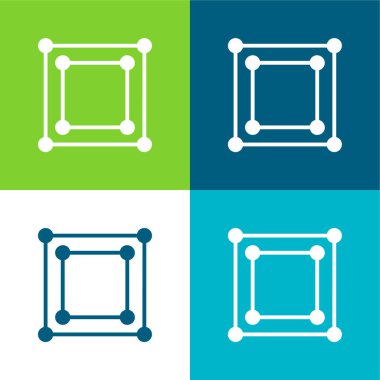 Bounding Box Flat four color minimal icon set clipart