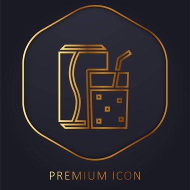 Beverage golden line premium logo or icon clipart