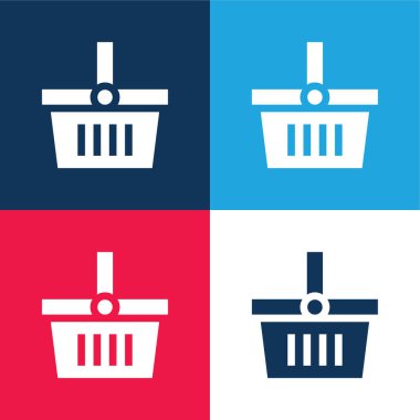 Sepet mavi ve kırmızı dört renk minimal simge kümesi