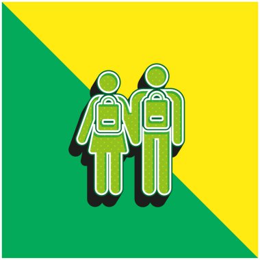 Backpacker Green and yellow modern 3d vector icon logo clipart