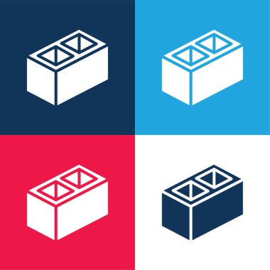 Block blue and red four color minimal icon set clipart