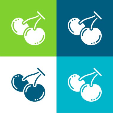 Böğürtlen Düz 4 renk simgesi seti