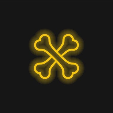 Bones Cross yellow glowing neon icon clipart