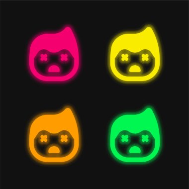 Dört renkli parlak neon vektör simgesi