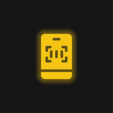 Barkod sarı parlayan neon simgesi