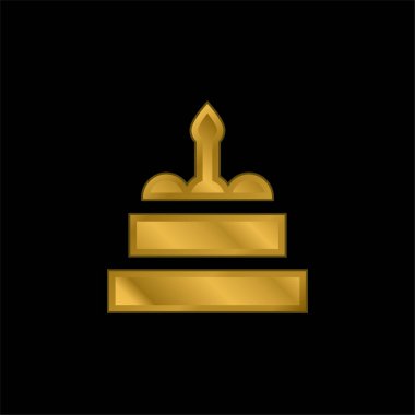 Doğum günü keki altın kaplama metalik simge veya logo vektörü