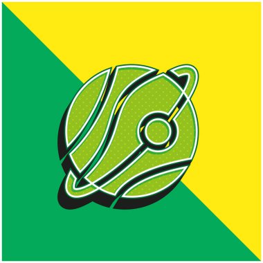 Astronomi Yeşil ve Sarı Modern 3D vektör simgesi logosu