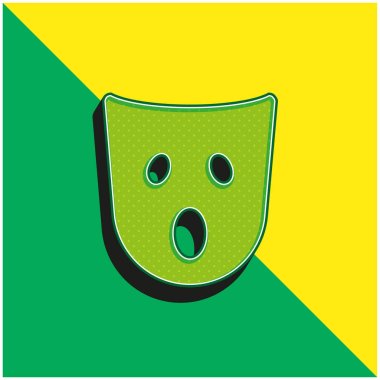Şaşırtıcı Maske Yeşil ve Sarı 3D vektör simgesi logosu