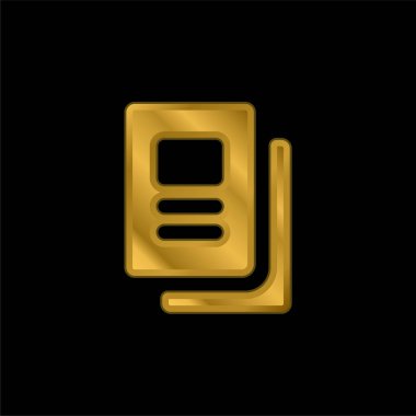 Kitaplar altın kaplamalı metalik simge veya logo vektörü