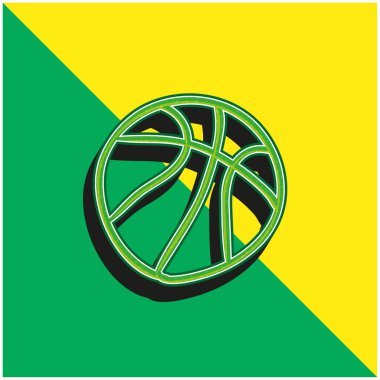 Basketbol Topu Eli Yeşil ve Sarı 3D vektör simgesi çizdi