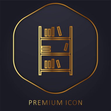 Kitap rafı altın çizgisi prim logosu veya simgesi
