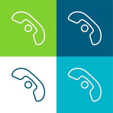 Auricular Of A Telephone With A Dot Interface Symbol Flat four color minimal icon set clipart
