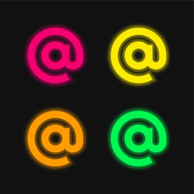 Parlayan dört renk neon vektör simgesinde