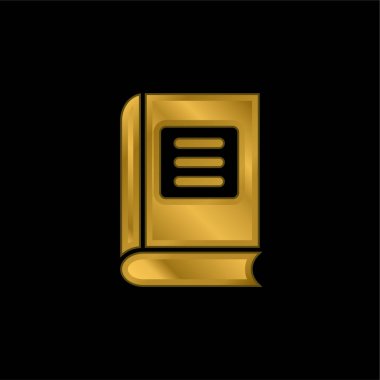 Kitap altın kaplamalı metalik simge veya logo vektörü