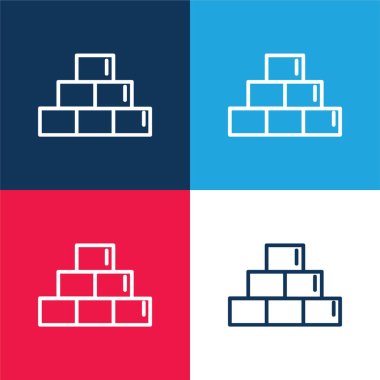 Bricks Outline Symbol Inside A Circle blue and red four color minimal icon set clipart