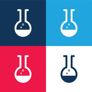 Beaker blue and red four color minimal icon set clipart