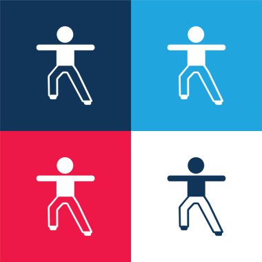 Erkek Uzayan Kollar ve Bacak Mavi ve Kırmızı Dört Renk Minimum Simgesi