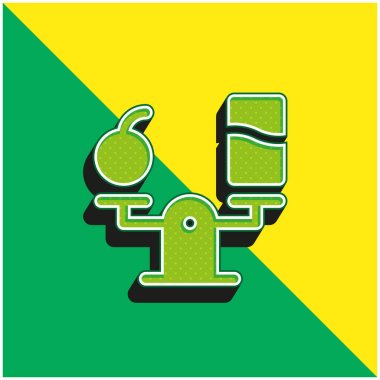 Dengeli Diyet Yeşil ve sarı 3D vektör simgesi logosu