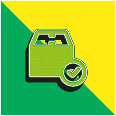 Kutu Yeşil ve Sarı Modern 3D vektör simgesi logosu