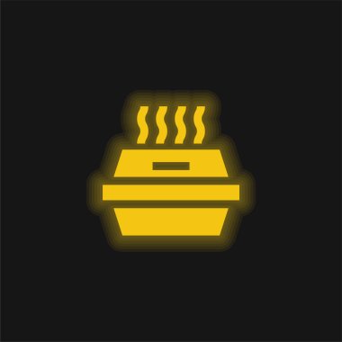 Box yellow glowing neon icon clipart