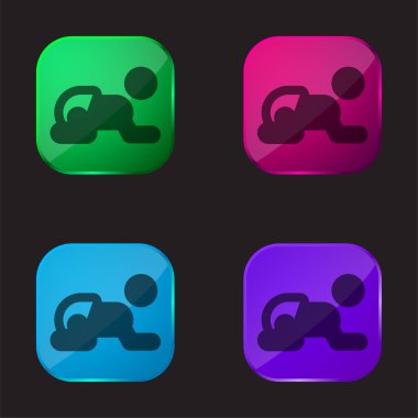Baby four color glass button icon vector