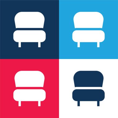 Koltuk mavi ve kırmızı dört renk minimal simgesi