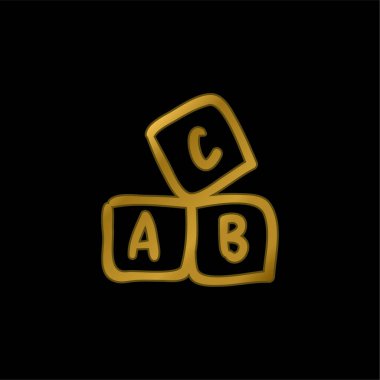 ABC Eğitimsel El Çizimi Küpler altın kaplama metalik simge veya logo vektörü