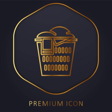 Sepet altın çizgi prim logosu veya simgesi