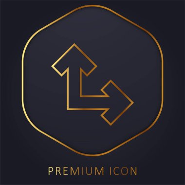 Arrows In Right Angle golden line premium logo or icon clipart