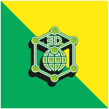 3d Grafikler Yeşil ve Sarı 3D vektör simgesi logosu