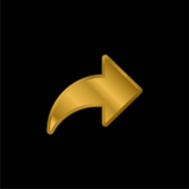 Ok altın kaplamalı metalik simge veya logo vektörü