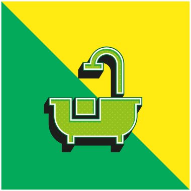 Banyo Yeşil ve sarı modern 3D vektör simgesi logosu