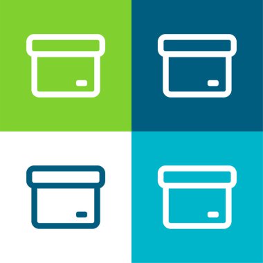 Arşiv Özetlenmiş Kutu Düz 4 renk minimal simgesi seti