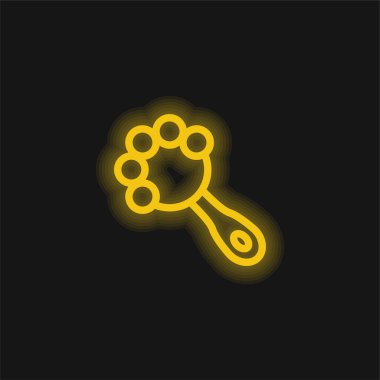 Baby Rattle yellow glowing neon icon clipart