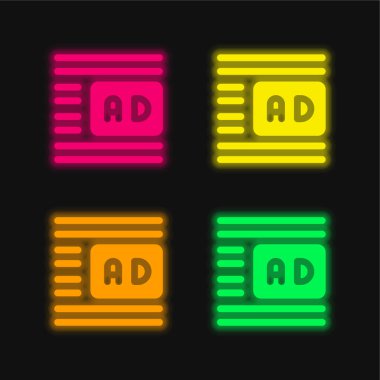 Advertise four color glowing neon vector icon clipart
