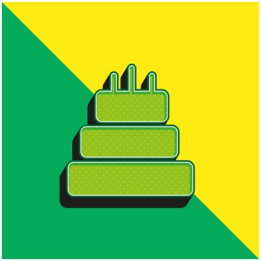 Birthday Cake Of Three Cakes Green and yellow modern 3d vector icon logo clipart
