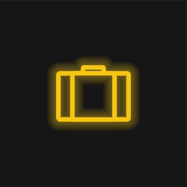 Baggage Outline yellow glowing neon icon clipart