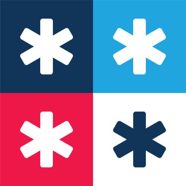 Asterisk mavi ve kırmızı dört renk en küçük simge kümesi