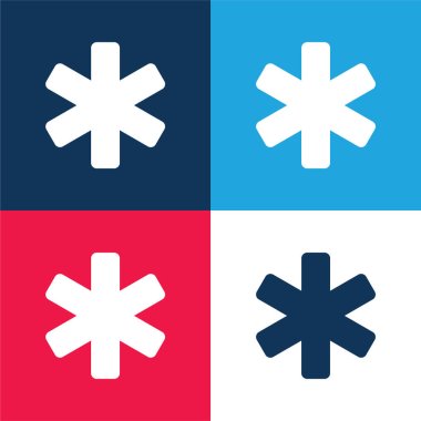 Asterisk blue and red four color minimal icon set clipart