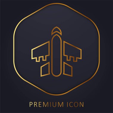 Uçak altın çizgisi prim logosu veya simgesi