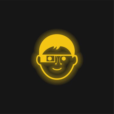 Google Gözlüklü Çocuk sarı parlak neon simgesi