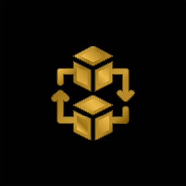 Blockchain altın kaplama metalik simge veya logo vektörü