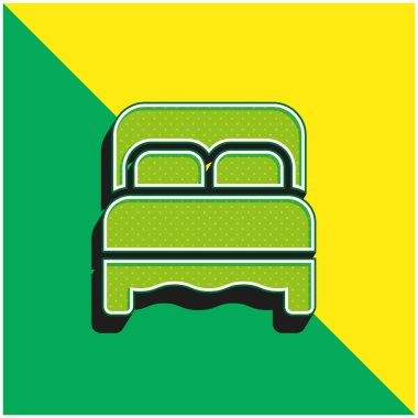 Yatak Yeşil ve Sarı Modern 3D vektör simgesi logosu