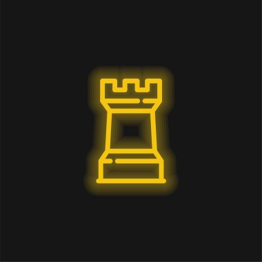 Büyük kuleler sarı parlayan neon simgesi