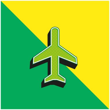 Uçak Yeşil ve Sarı Modern 3D vektör simgesi logosu