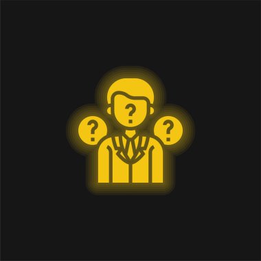 Anonimlik sarı parlak neon simgesi